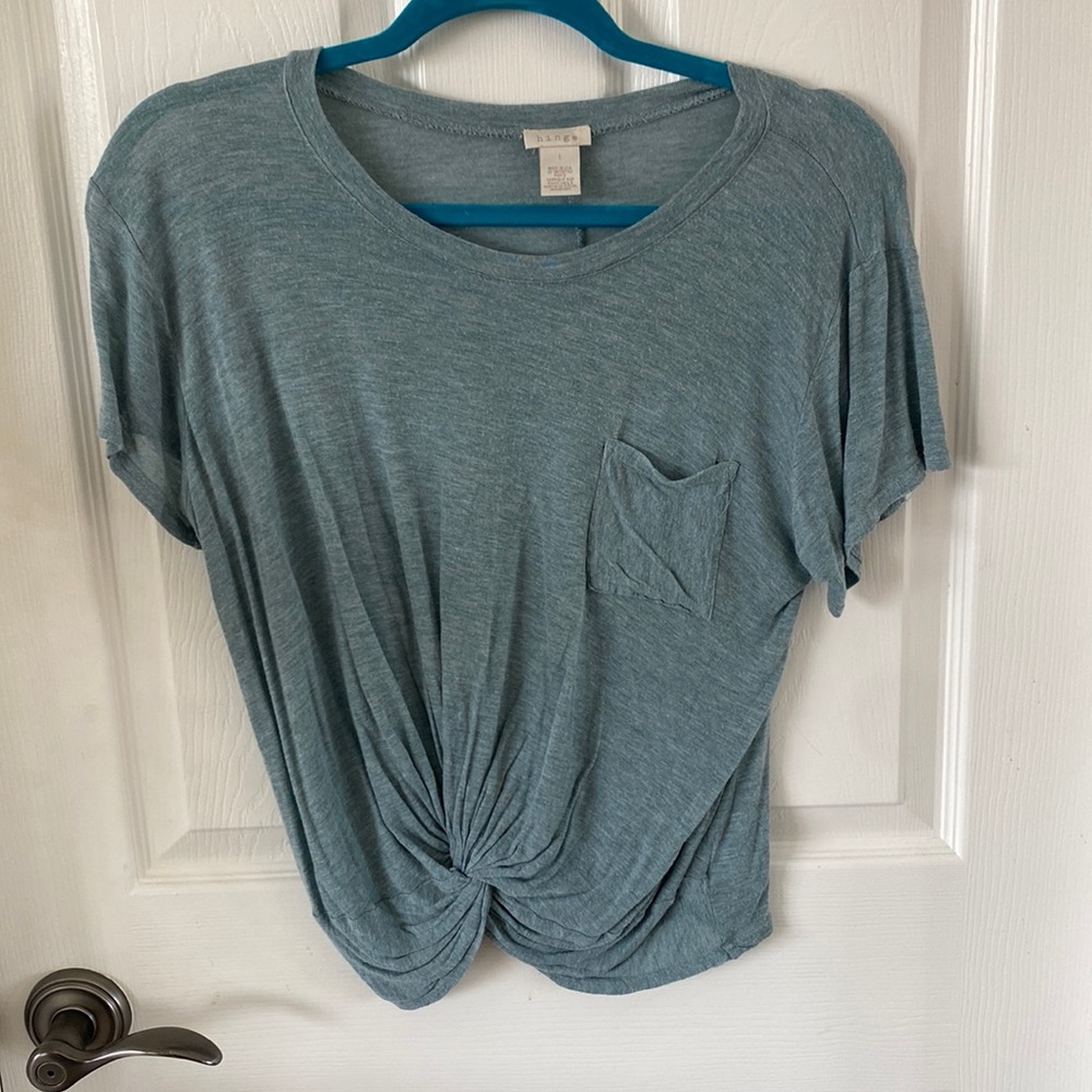 Blue/green t shirt with tie in front